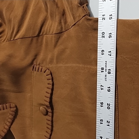 Soft Sueded Fabric Whipstitch Blouse Embroidered Vest Broomstick Skirt 3 Piece - Picture 6 of 16